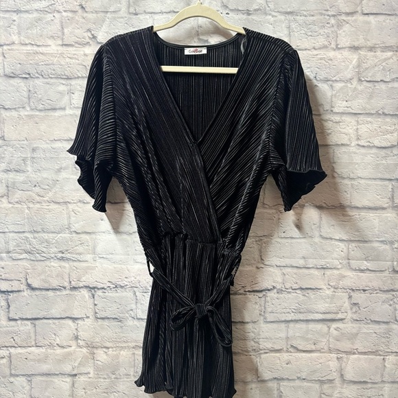 Black Romper with Tie Waist - Picture 2 of 5